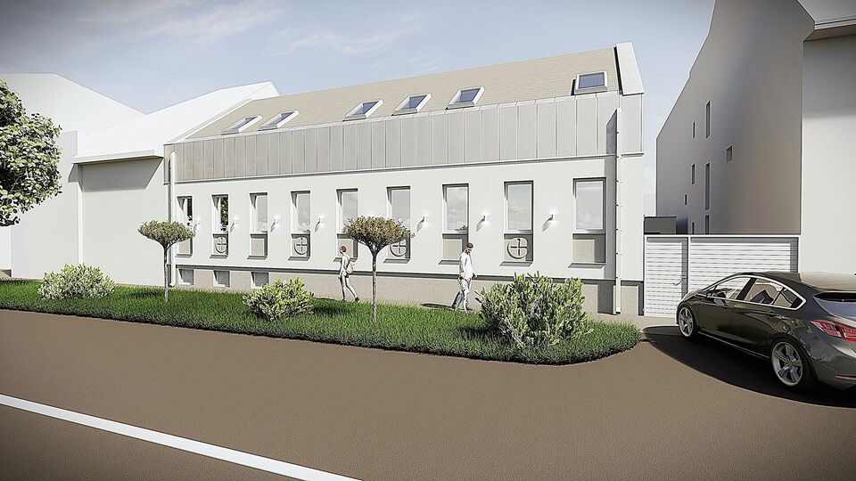 Casa congregației Notre Dame de Sion din Satu Mare — randare, fațada lungă spre stradă